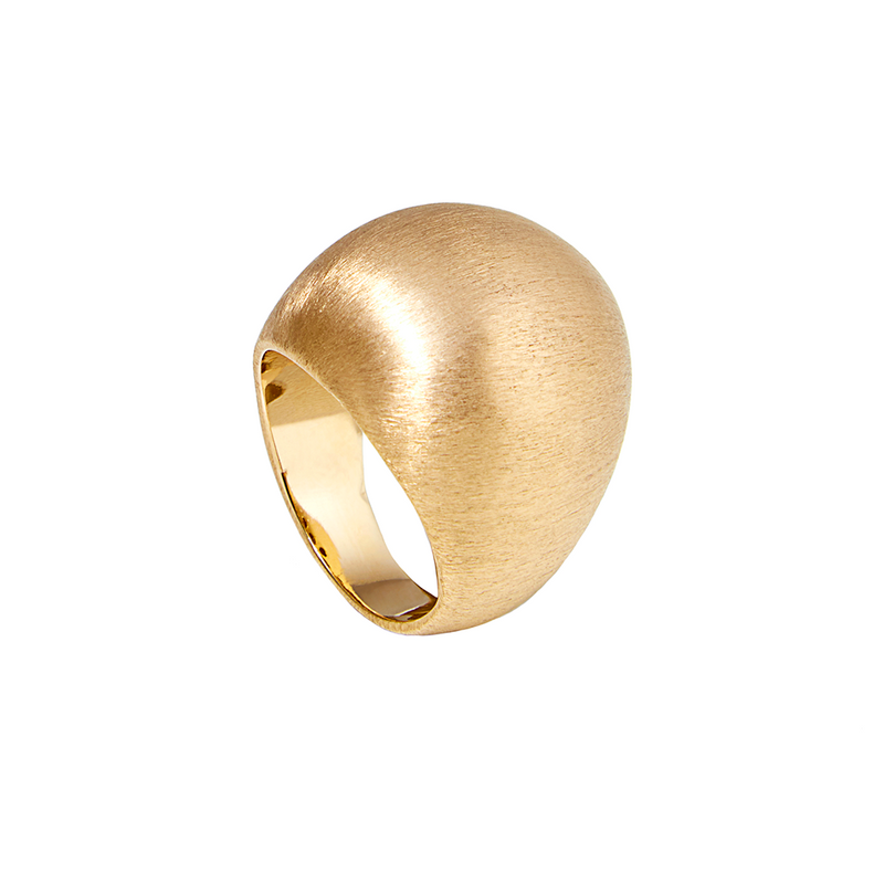 Anel Ouro Oval Alto Acetinado