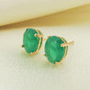 Brinco Ouro Oval Cristal Jade Verde Galeria