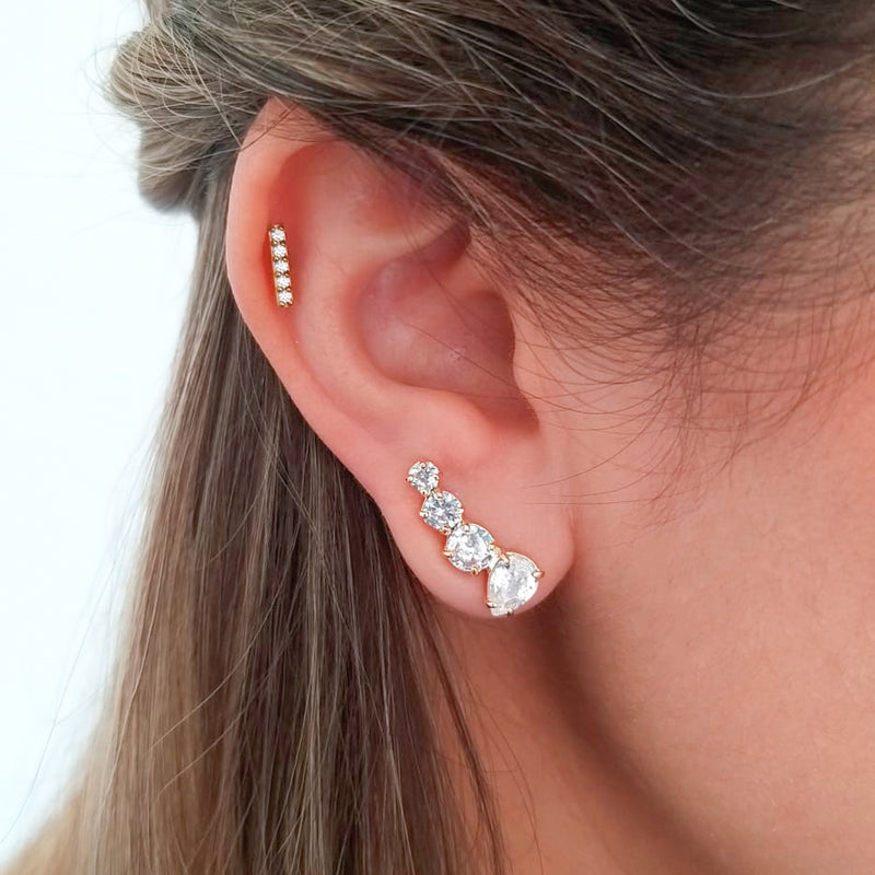 Ear Cuff Base Gota Zircônia Ouro