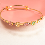 Bracelete Gota Cristais Coloridos Ouro