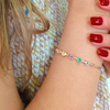 Bracelete Gota Cristais Coloridos Ouro