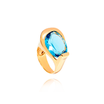 Anel Alto Oval Azul London Ouro Be Trendy