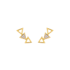 Brinco Ouro Ear Cuff Três Triângulos Cravejado Vazado Be Trendy